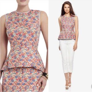 BCBG MaxAzria Jaclyn Floral Jacquard Peplum Top